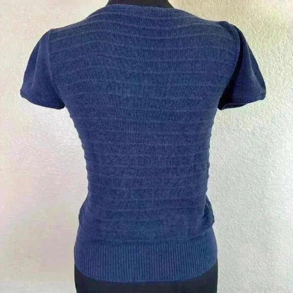 Kimchi Blue Bow Ribbed Knit Sweater Top 100% Cotton Blue Women Size Unknown - Picture 2 of 5